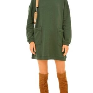 Green Pocket Sweatshirt Dress